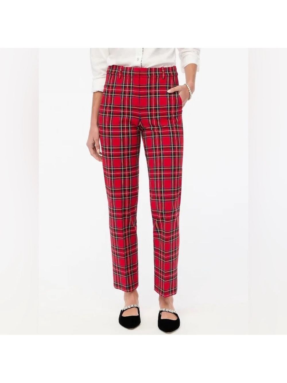 NWT J. Crew Red Plaid Tartan Kallie Pant